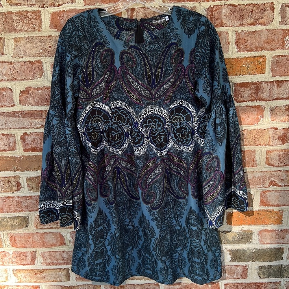Earthbound Trading Co. boho short tunic dress fall colors size medium